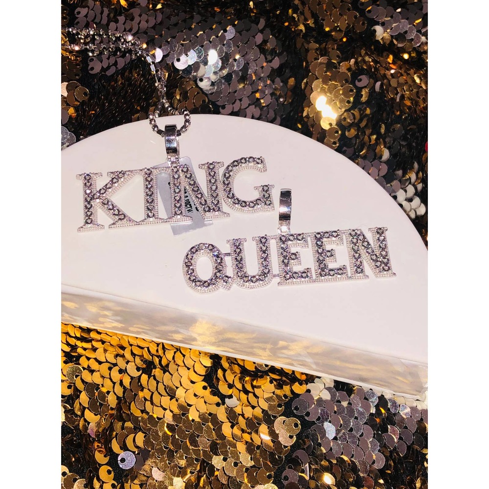 Real diamond matching King Queen pendant set 100% natural genuine diamonds - Picture 8 of 11
